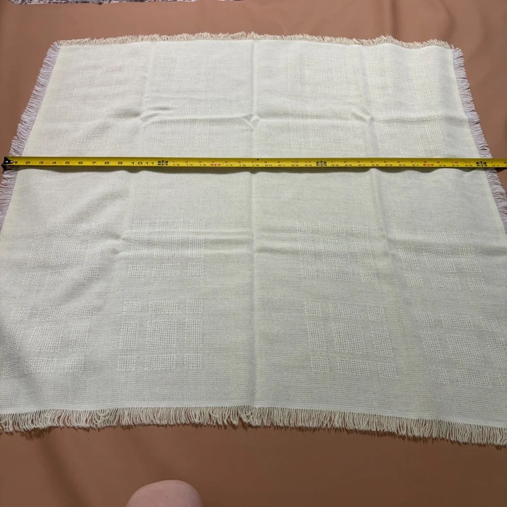 Churchill‎ Hand Woven Vintage Yellow Baby Blanket Orlon Acrylic Fringed 36x36